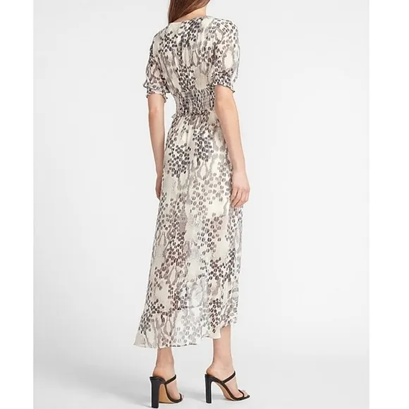 🆕️ EXPRESS Animal Print Asymmetrical High-Low Ruffle Midi Dress SIZE: S