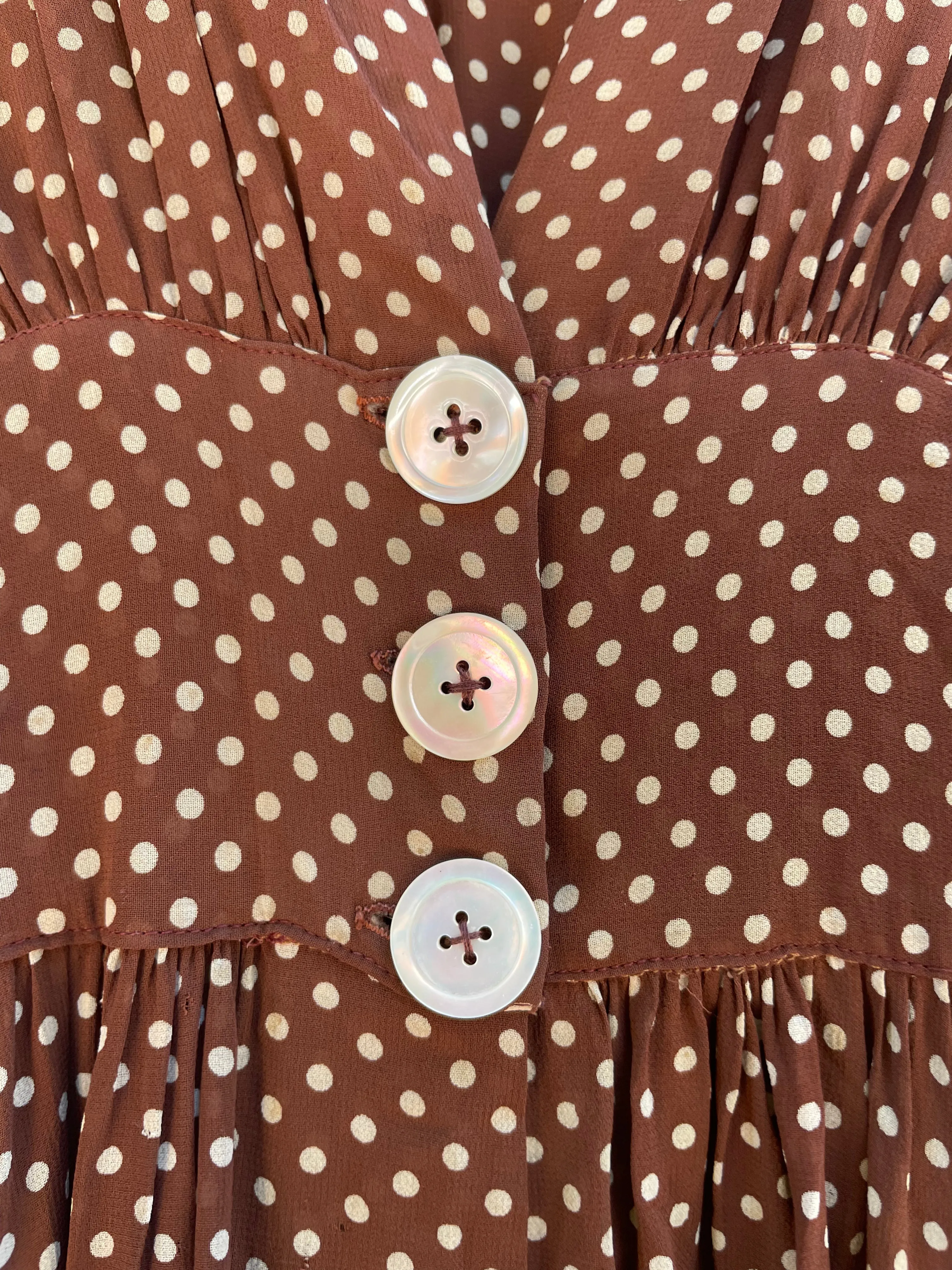 1930s Puff Sleeve Chiffon Over Dress