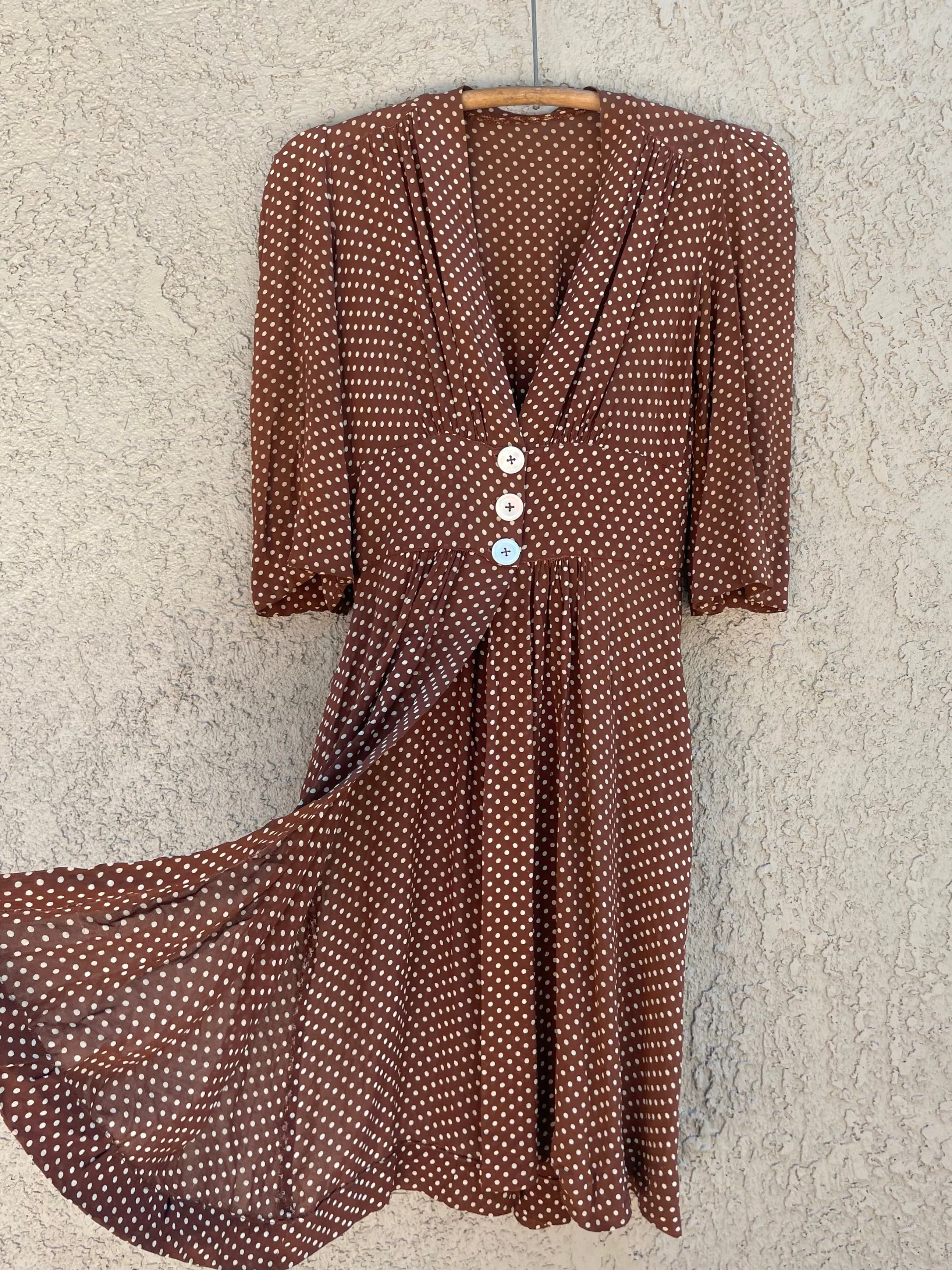 1930s Puff Sleeve Chiffon Over Dress