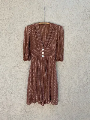 1930s Puff Sleeve Chiffon Over Dress