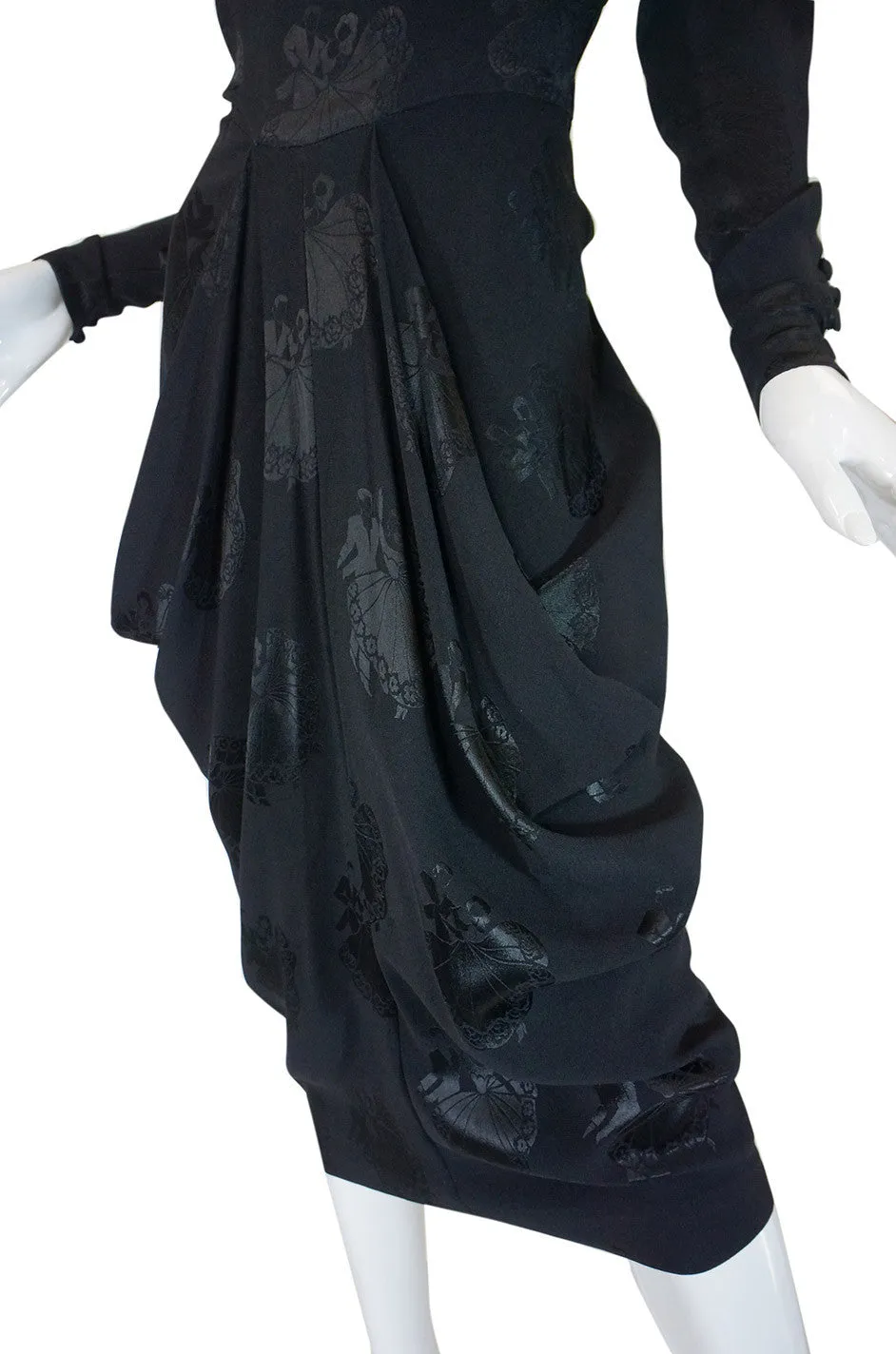 1940s Silk Draped Femme Fatale Dress