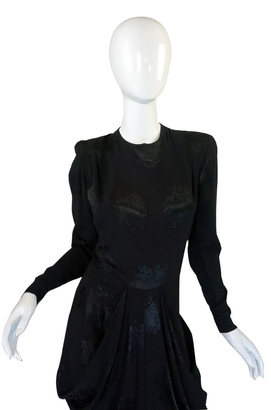 1940s Silk Draped Femme Fatale Dress