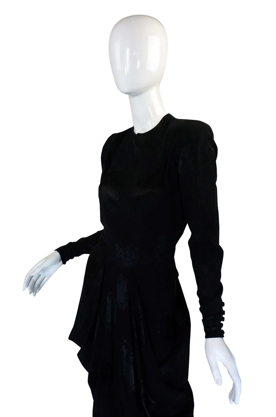 1940s Silk Draped Femme Fatale Dress