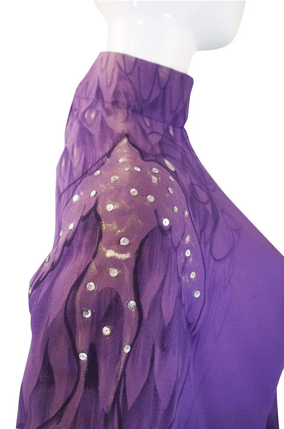 1960s Hand Painted George Halley Couture Gown