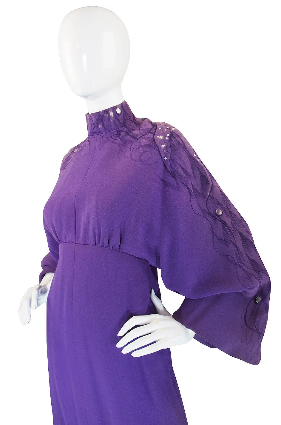 1960s Hand Painted George Halley Couture Gown