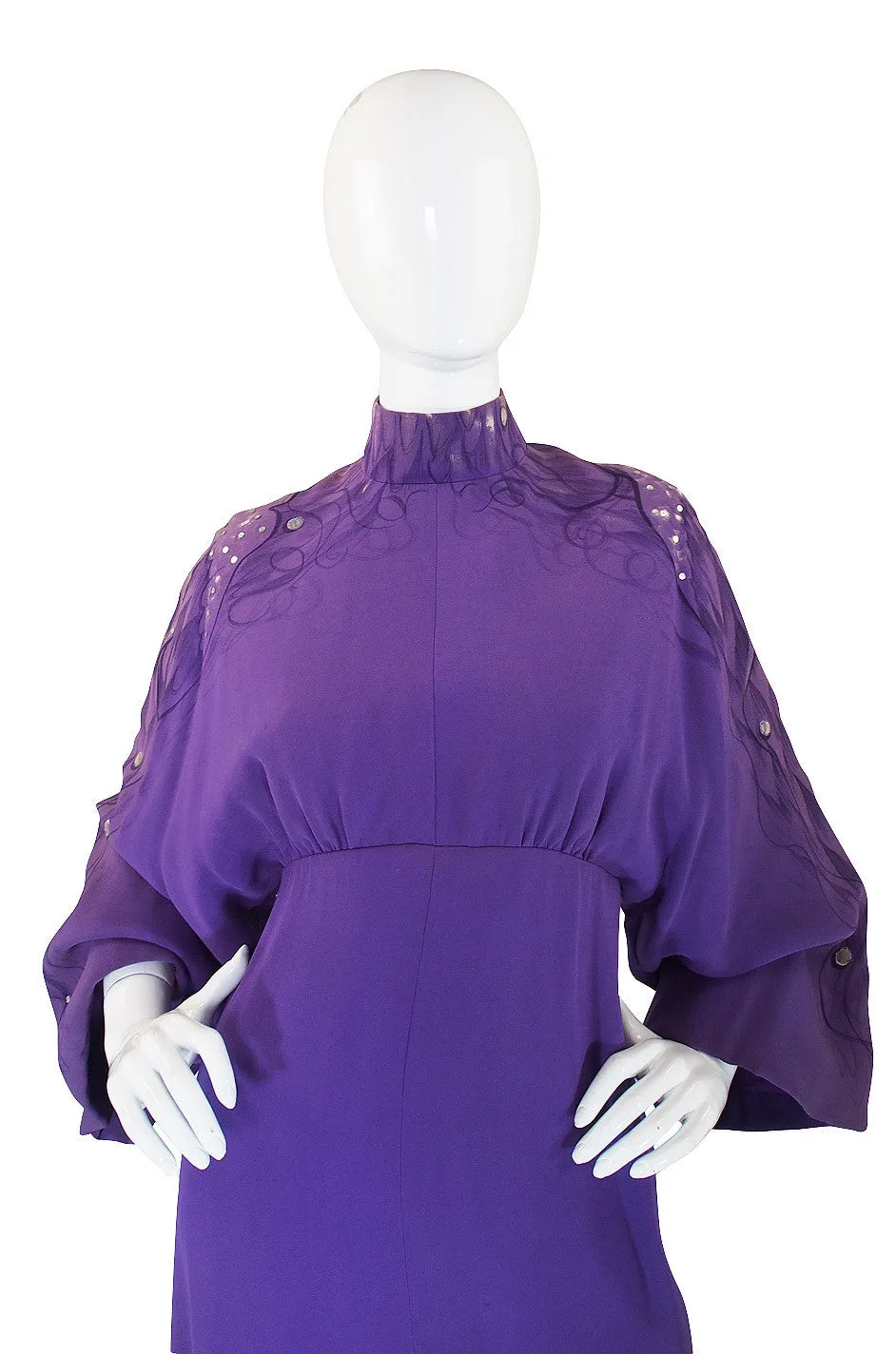 1960s Hand Painted George Halley Couture Gown