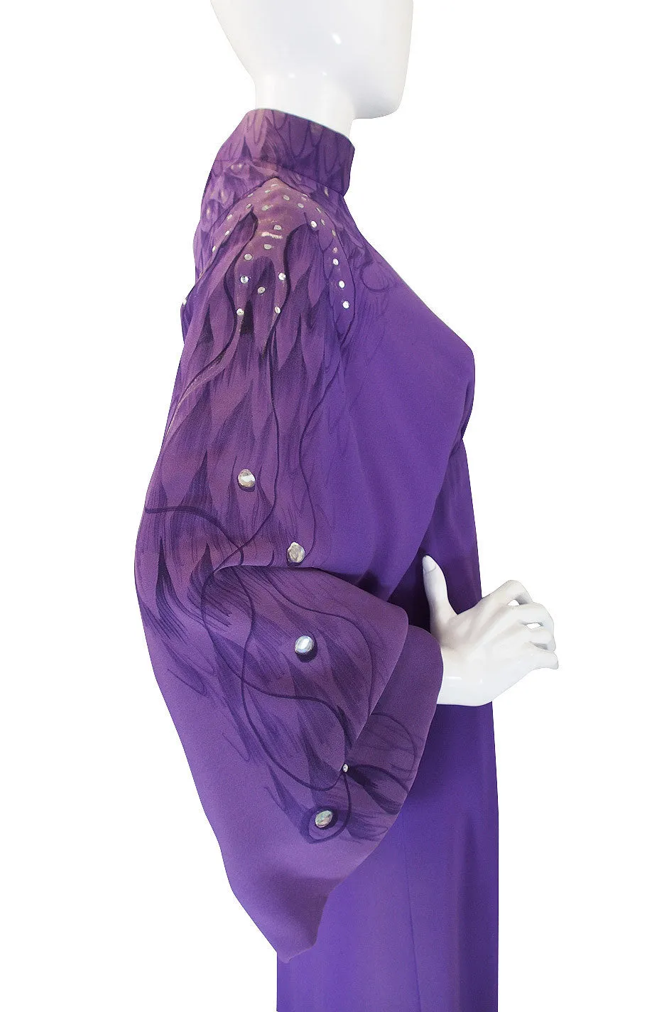 1960s Hand Painted George Halley Couture Gown