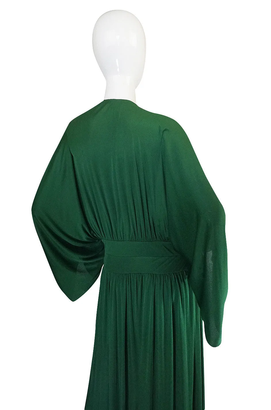 1960s Jean Patou Demi-Couture Green Jersey Caftan Dress
