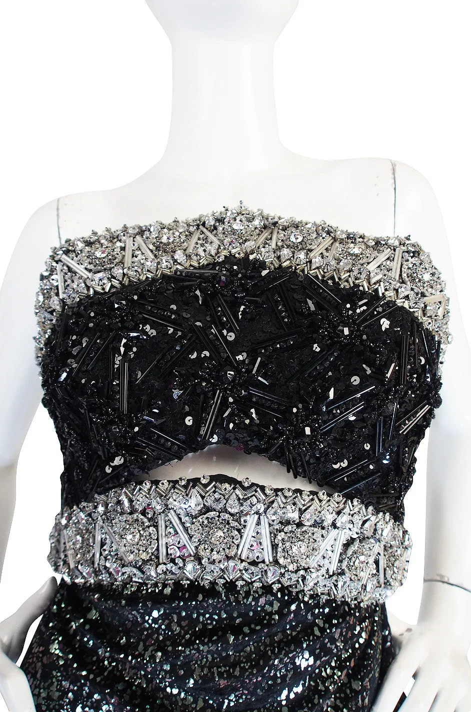 1970s Bead & Crystal Couture Galanos Gown