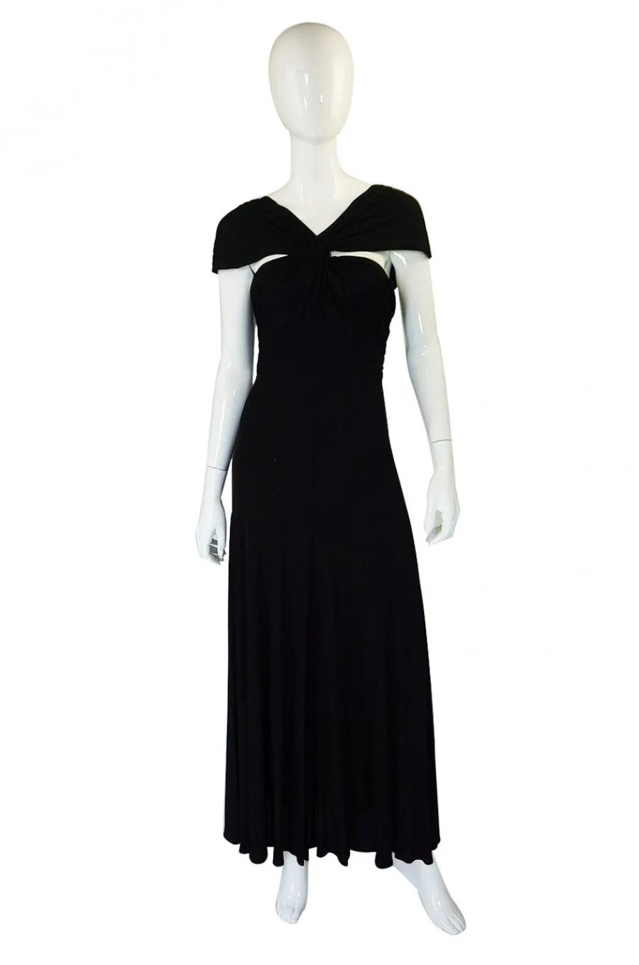 1970s Bias Cut Jean Muir Jersey Halter Dress