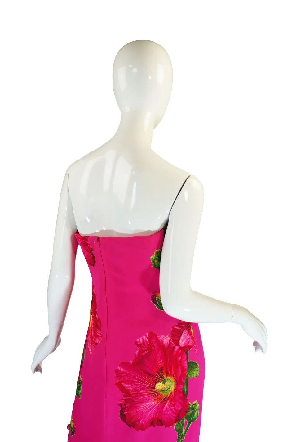 1970s Bill Blass Floral Pink Silk Gown