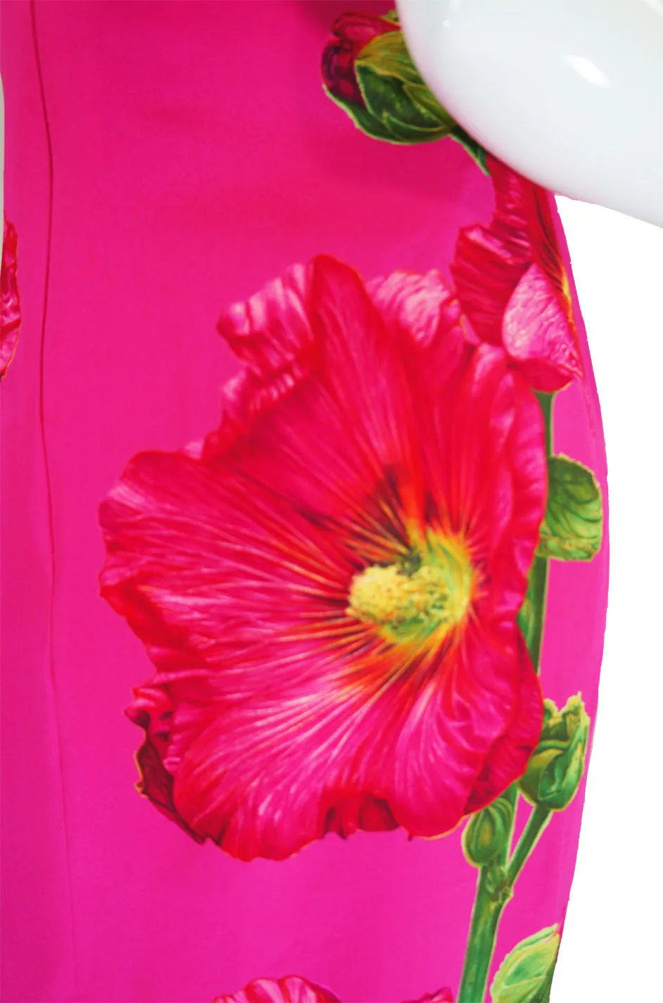 1970s Bill Blass Floral Pink Silk Gown