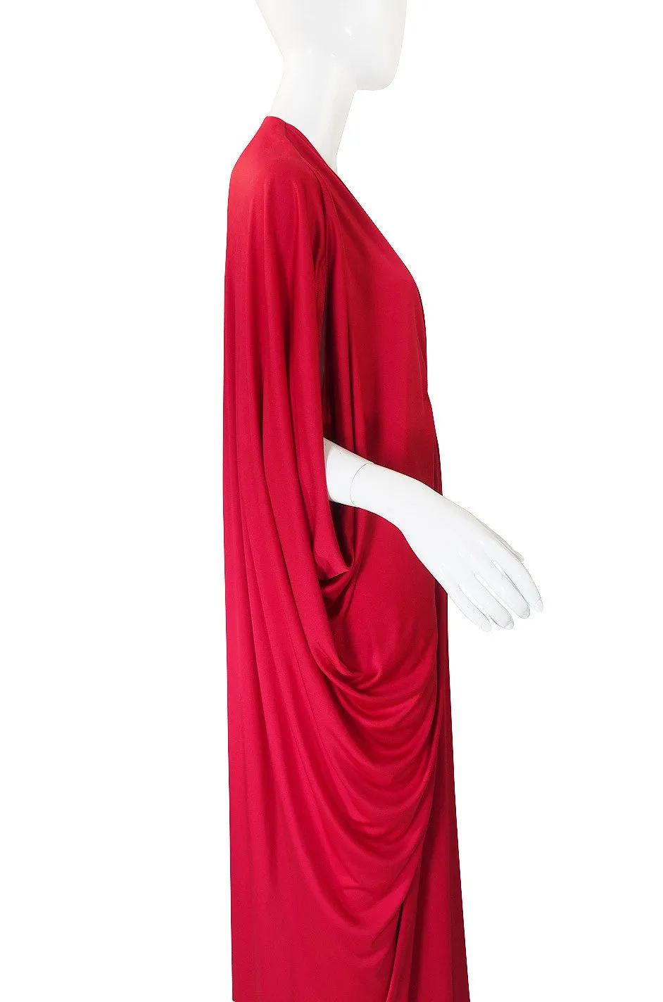 1970s Rare Red Yuki Caftan Gown