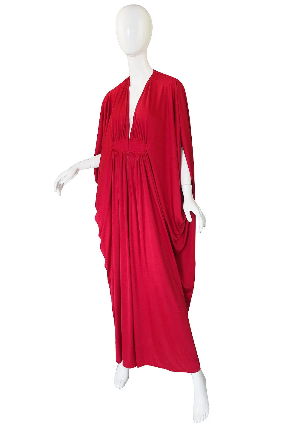 1970s Rare Red Yuki Caftan Gown