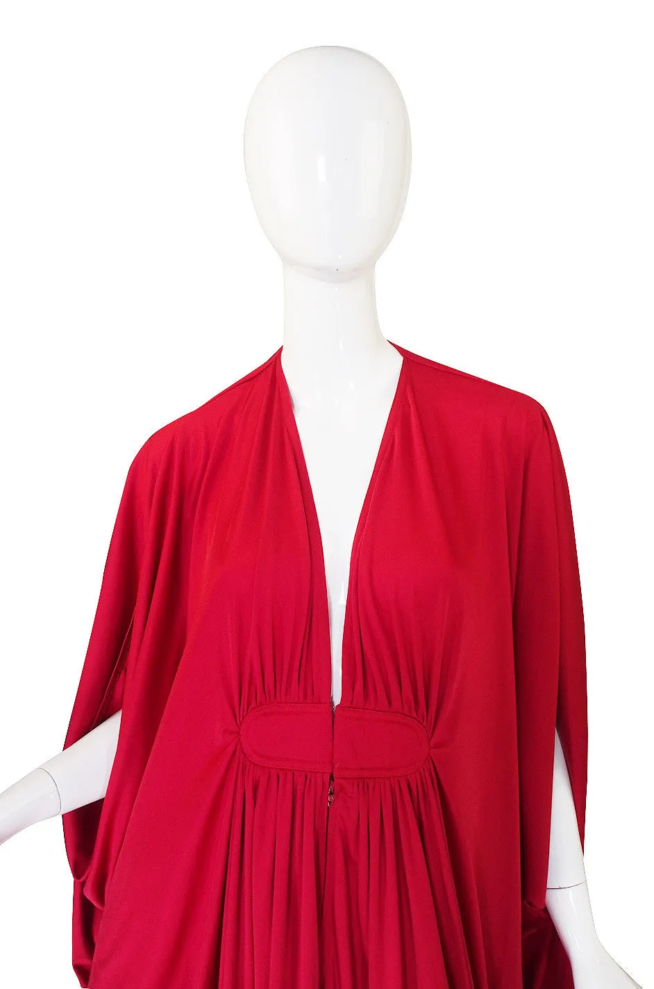 1970s Rare Red Yuki Caftan Gown