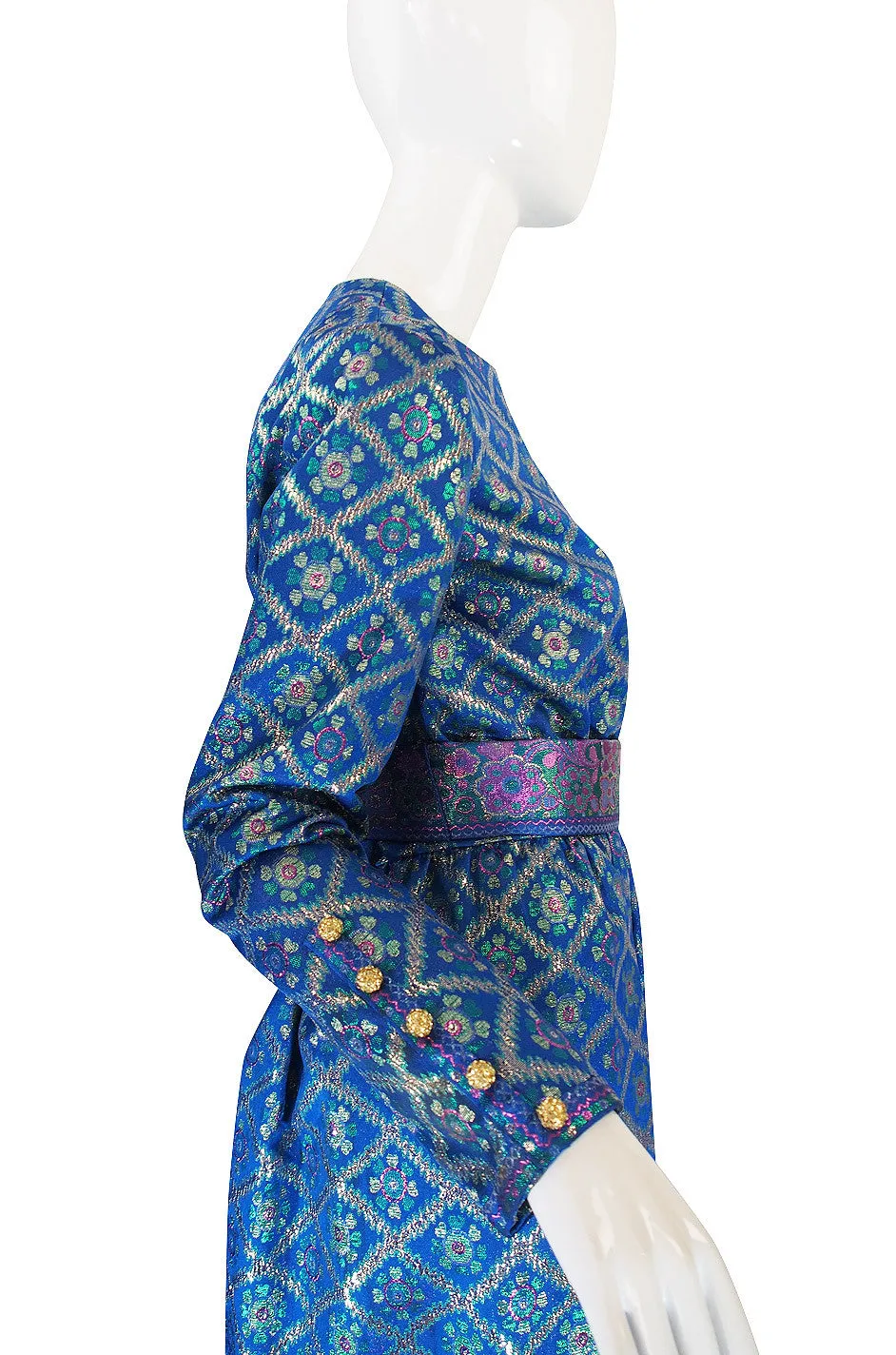1970s Sari Inspired Oscar De La Renta Maxi Dress