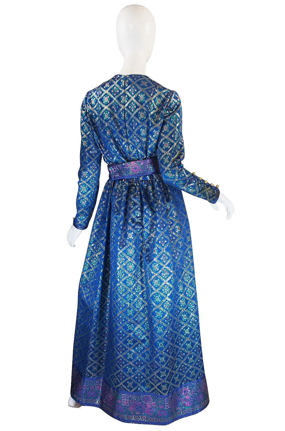 1970s Sari Inspired Oscar De La Renta Maxi Dress
