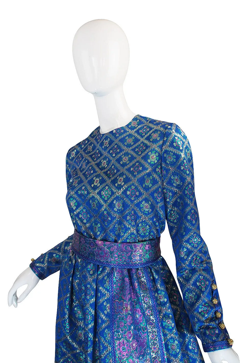 1970s Sari Inspired Oscar De La Renta Maxi Dress