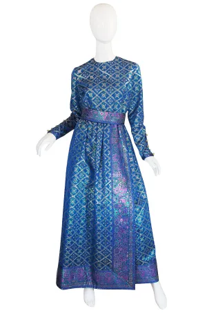 1970s Sari Inspired Oscar De La Renta Maxi Dress