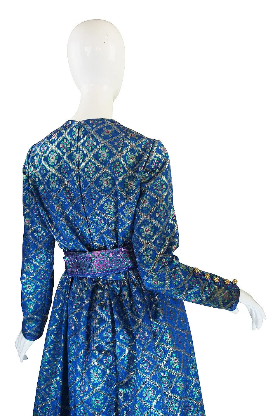 1970s Sari Inspired Oscar De La Renta Maxi Dress