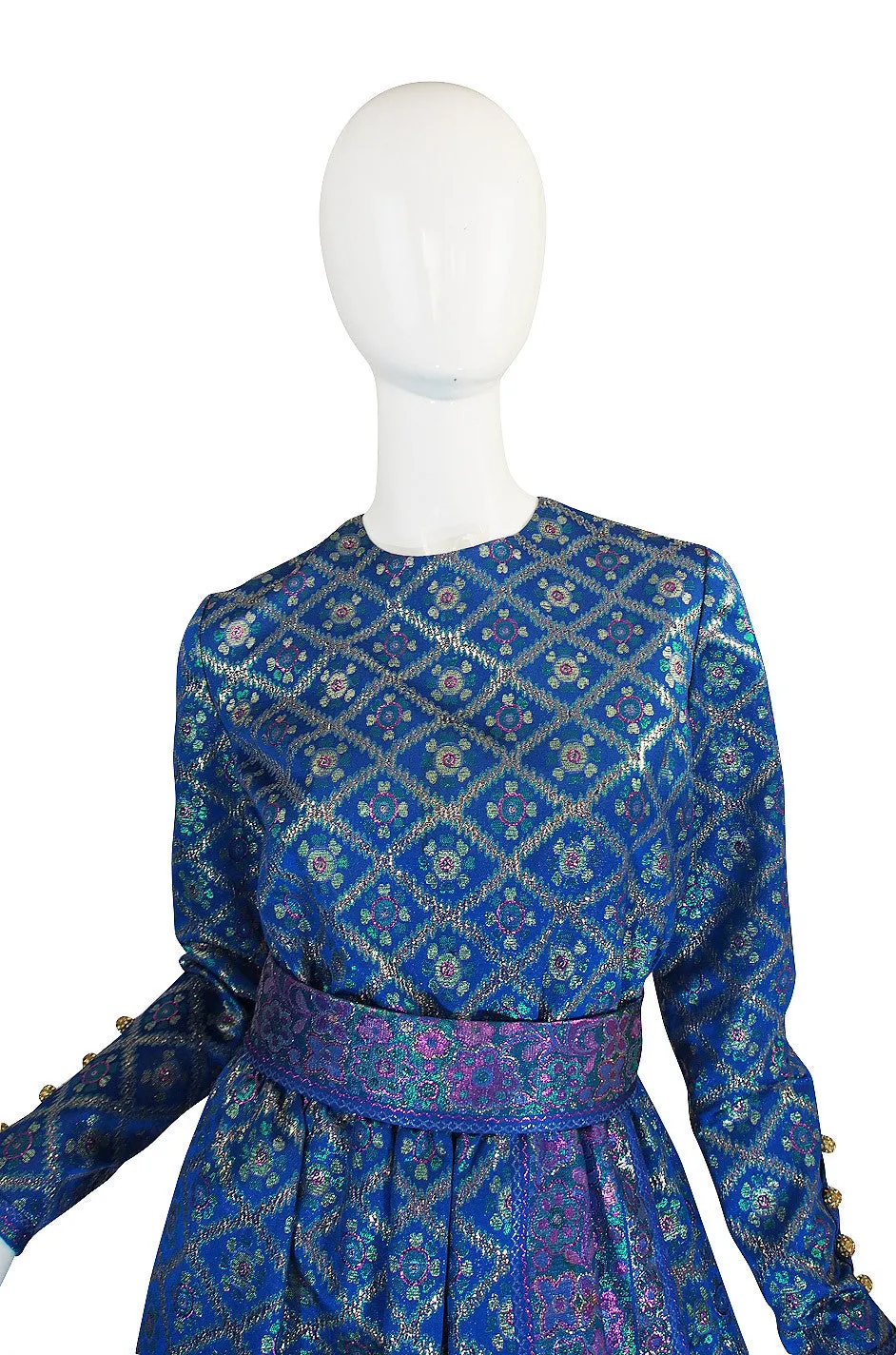 1970s Sari Inspired Oscar De La Renta Maxi Dress