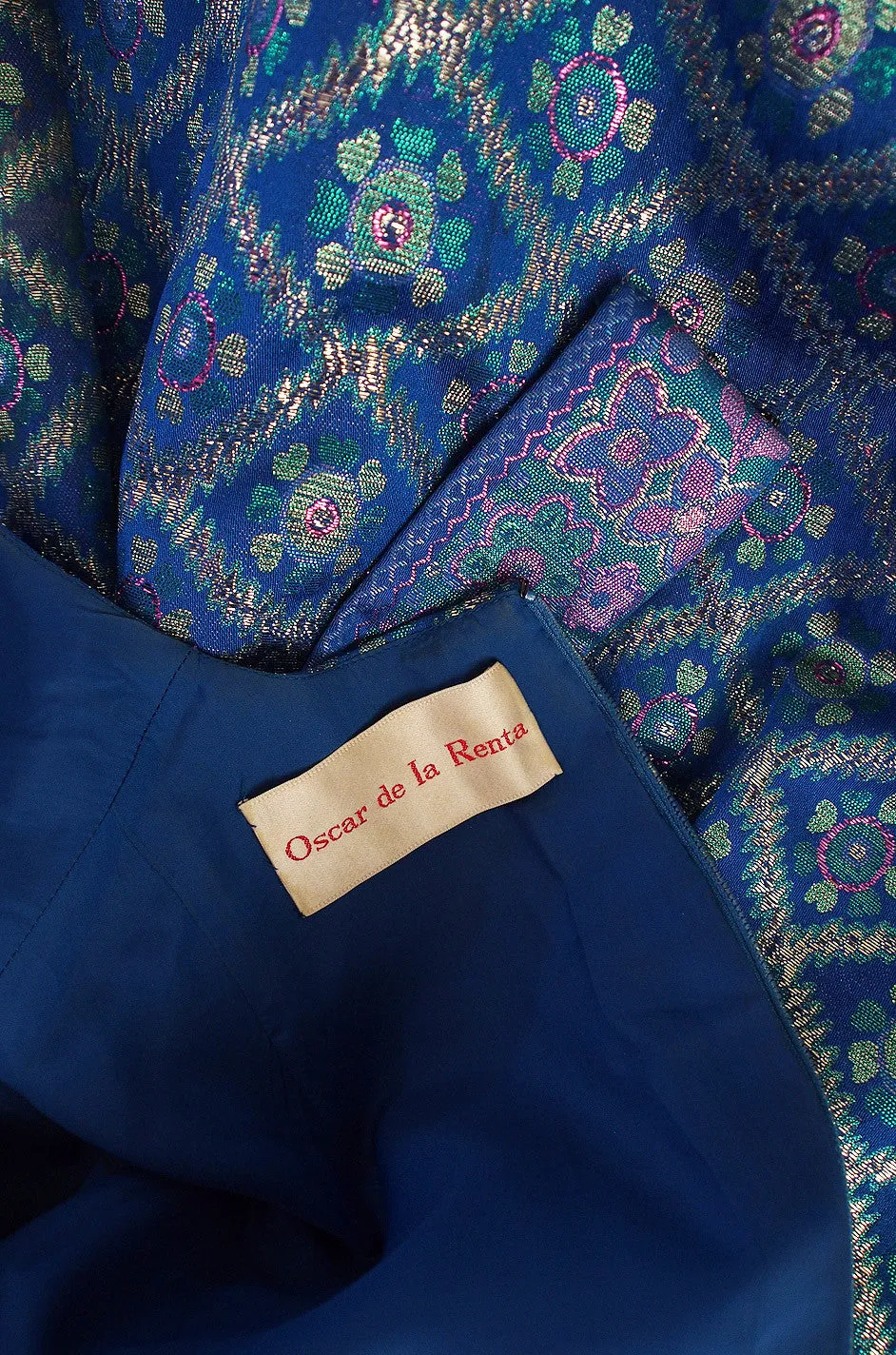 1970s Sari Inspired Oscar De La Renta Maxi Dress