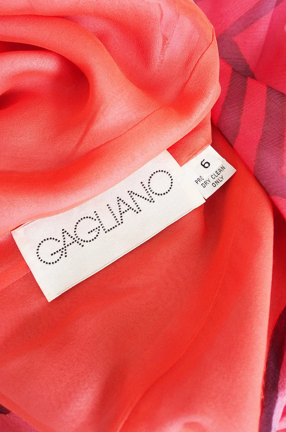 1970s Silk Chiffon Caftan Low Back Gagliano Dress