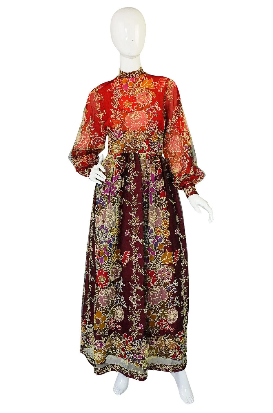 1973 Donald Brooks Cord & Net Gown