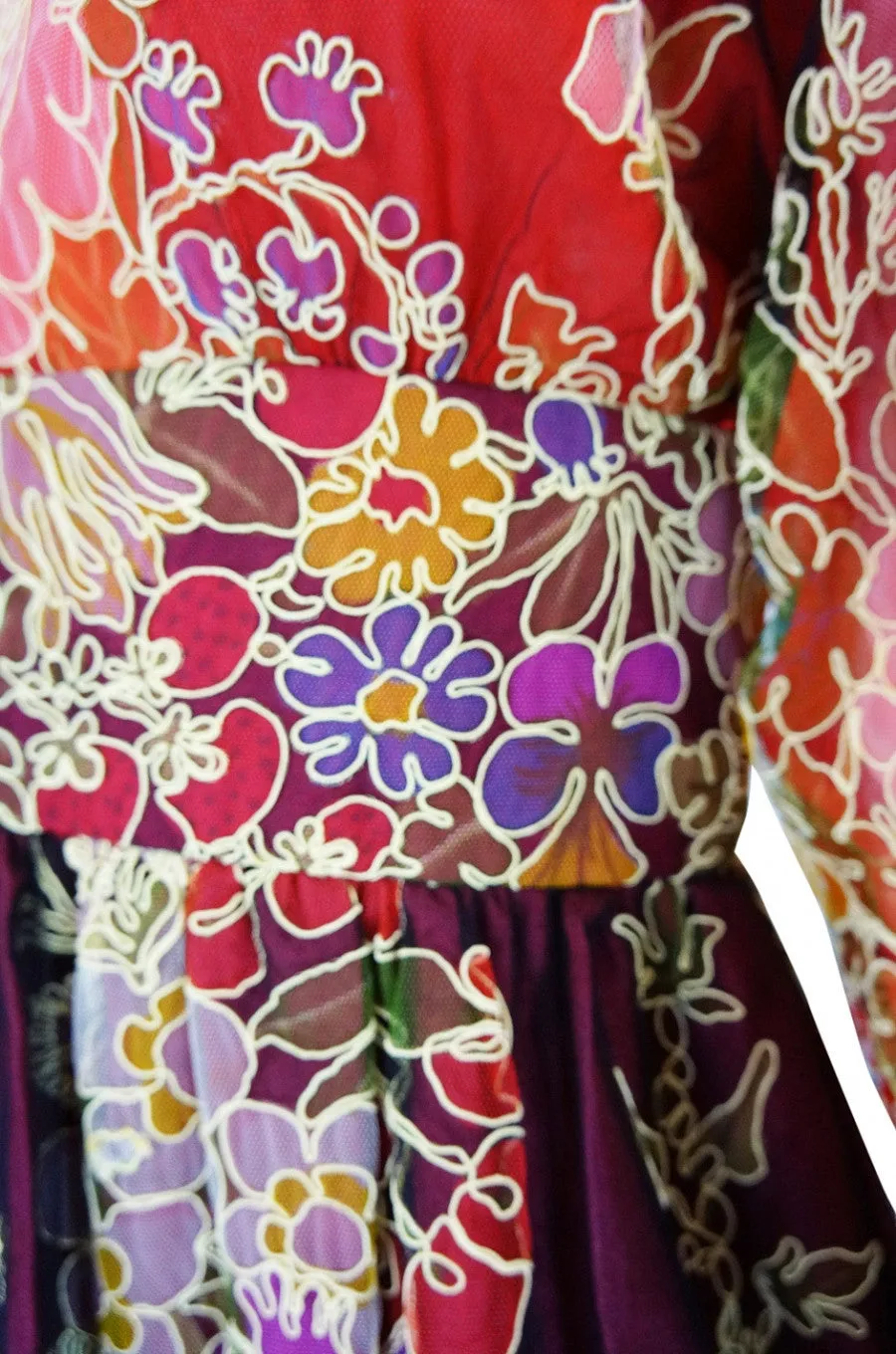 1973 Donald Brooks Cord & Net Gown