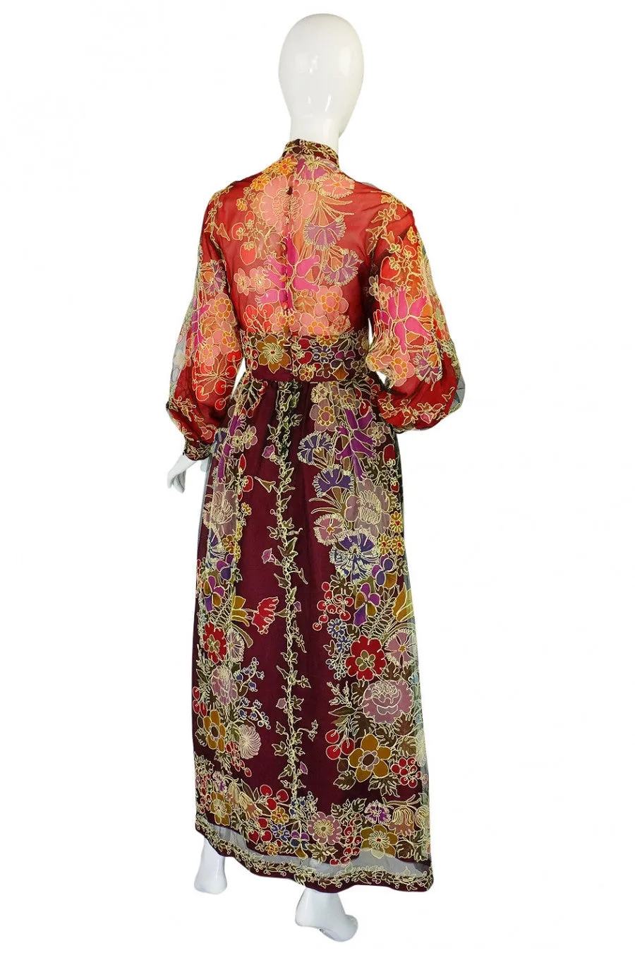 1973 Donald Brooks Cord & Net Gown