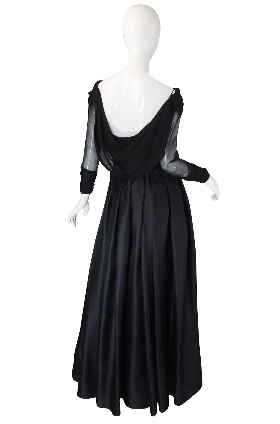 1980s Carolyne Roehm Black Silk Gown