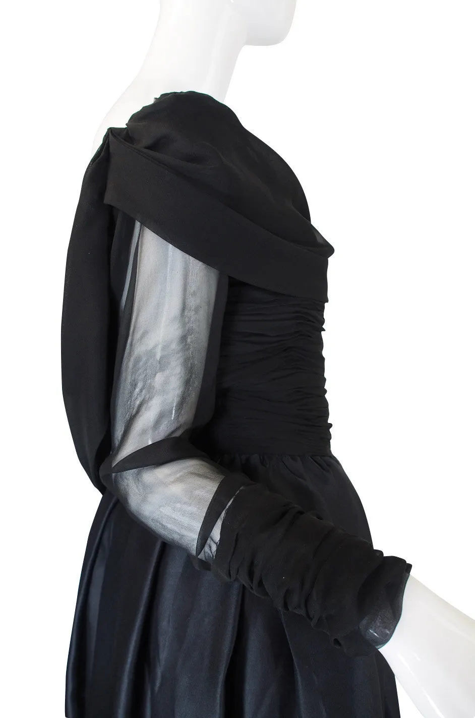 1980s Carolyne Roehm Black Silk Gown