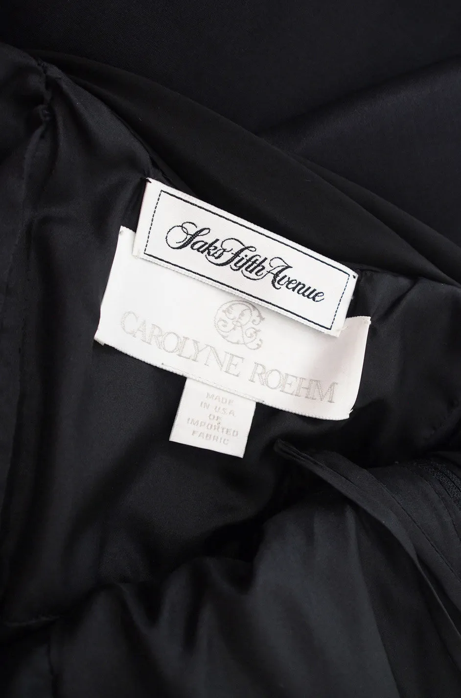 1980s Carolyne Roehm Black Silk Gown