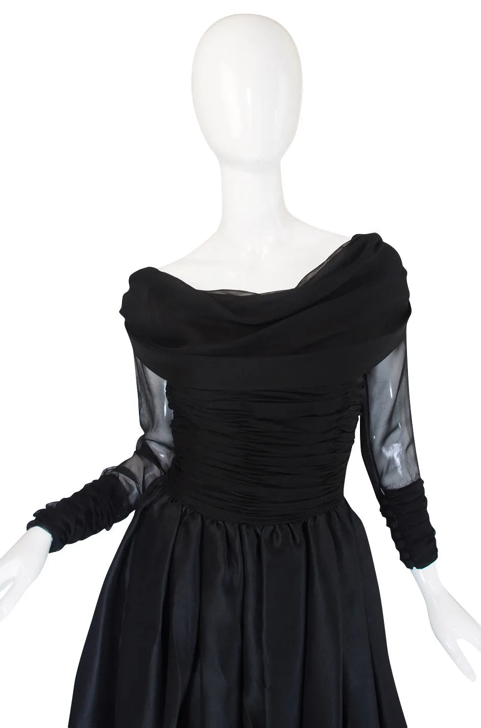 1980s Carolyne Roehm Black Silk Gown