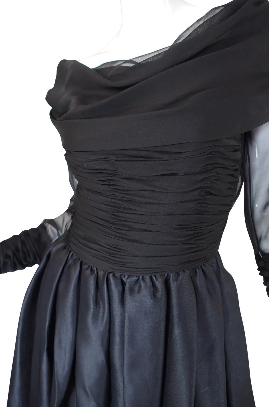 1980s Carolyne Roehm Black Silk Gown
