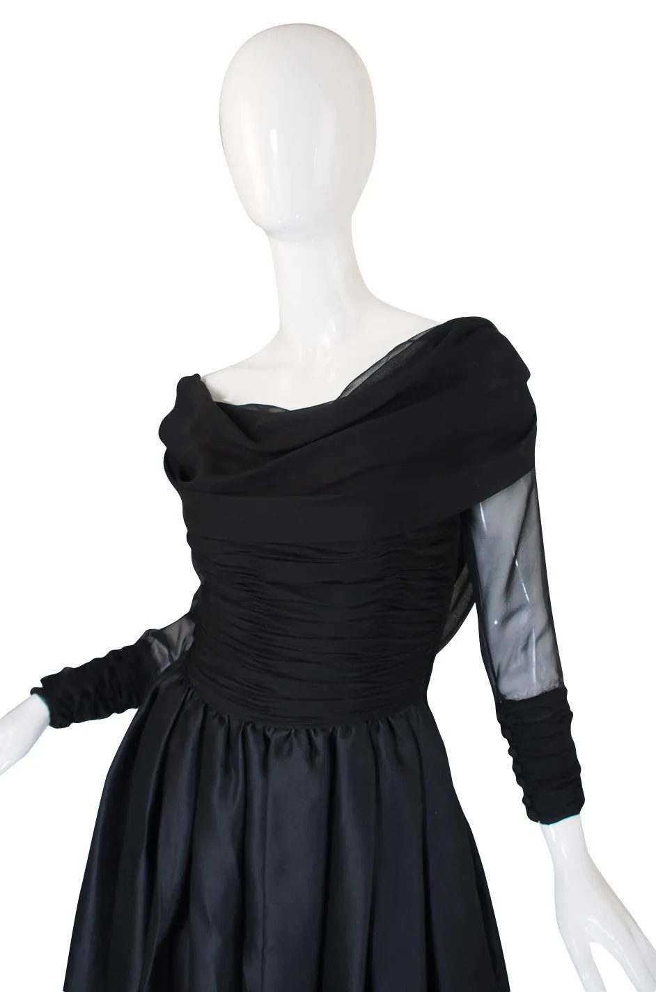 1980s Carolyne Roehm Black Silk Gown