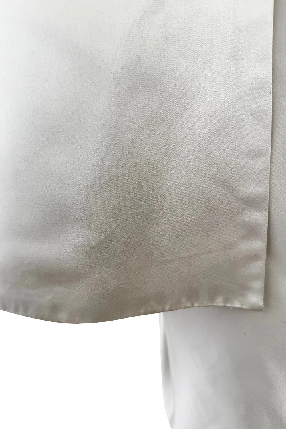 1990s Givenchy Ivory Silver Strapless Silk Dress w Back Gathering & Shawl