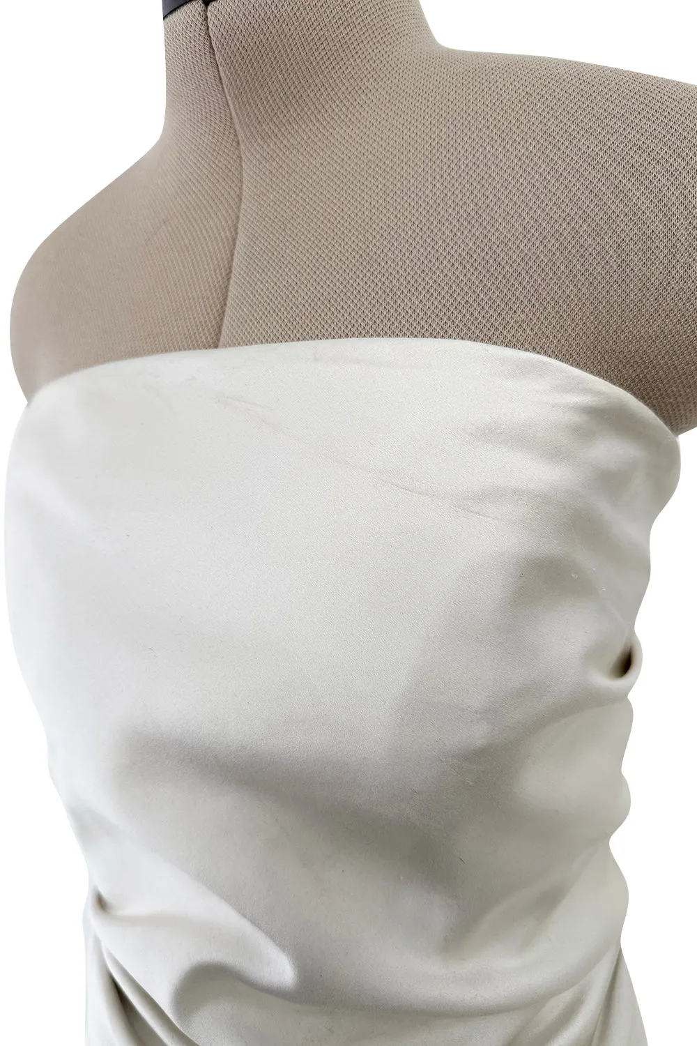 1990s Givenchy Ivory Silver Strapless Silk Dress w Back Gathering & Shawl