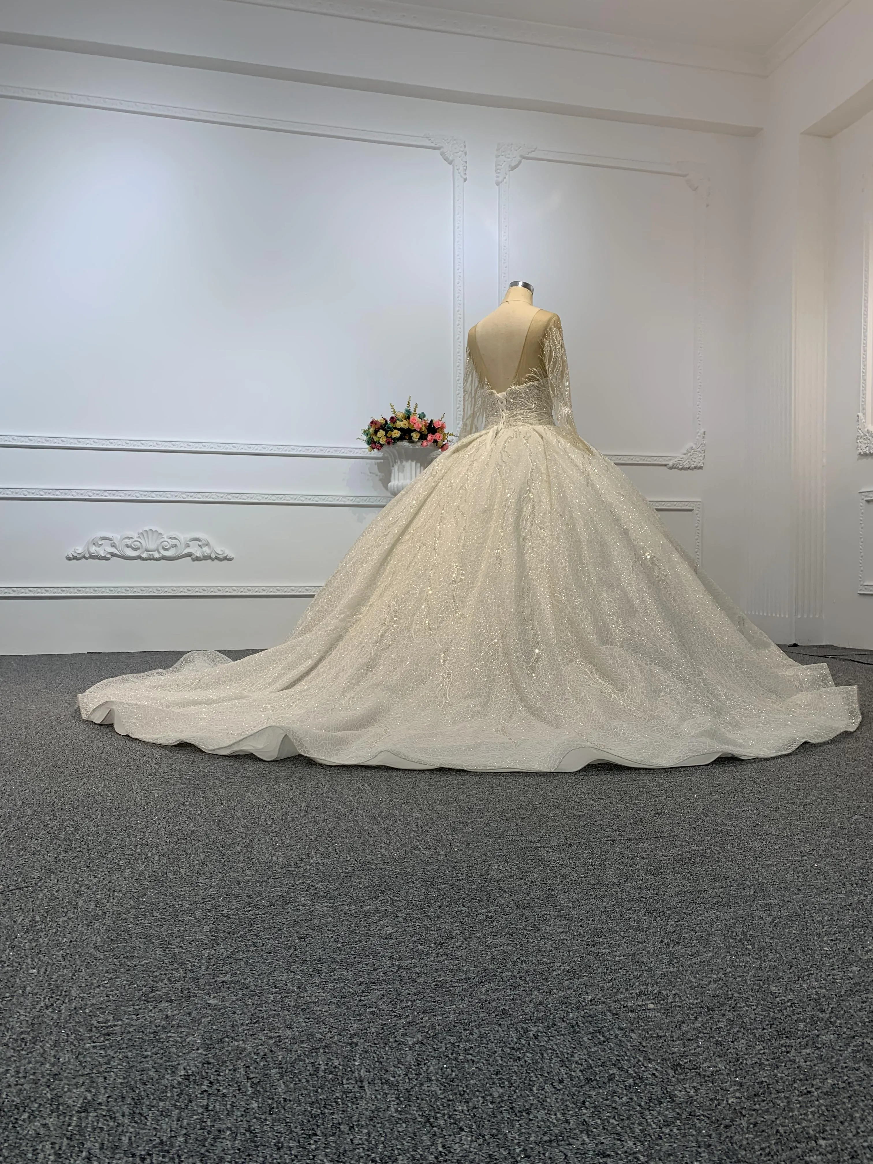 #29784- The Luxury Heavy Beading Ball Gown With Long Train