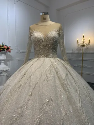 #29784- The Luxury Heavy Beading Ball Gown With Long Train