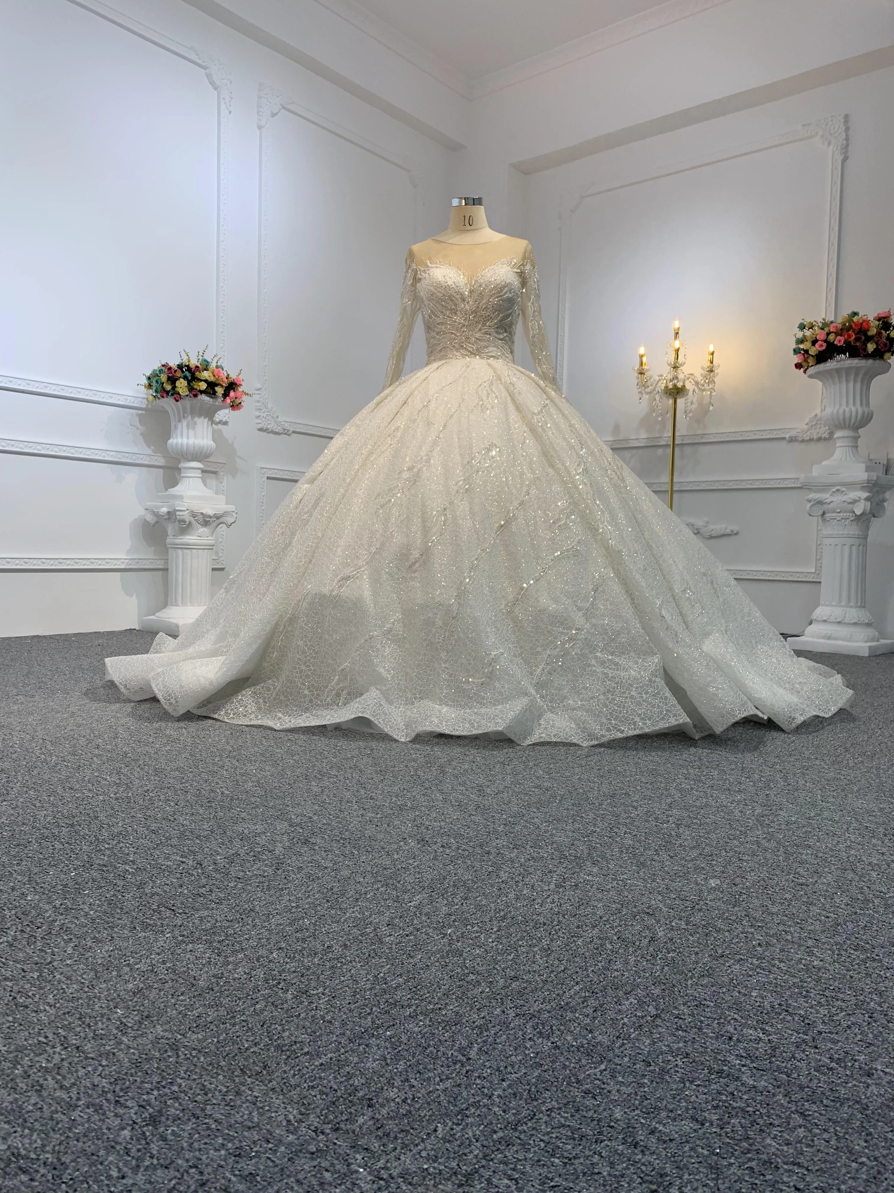 #29784- The Luxury Heavy Beading Ball Gown With Long Train
