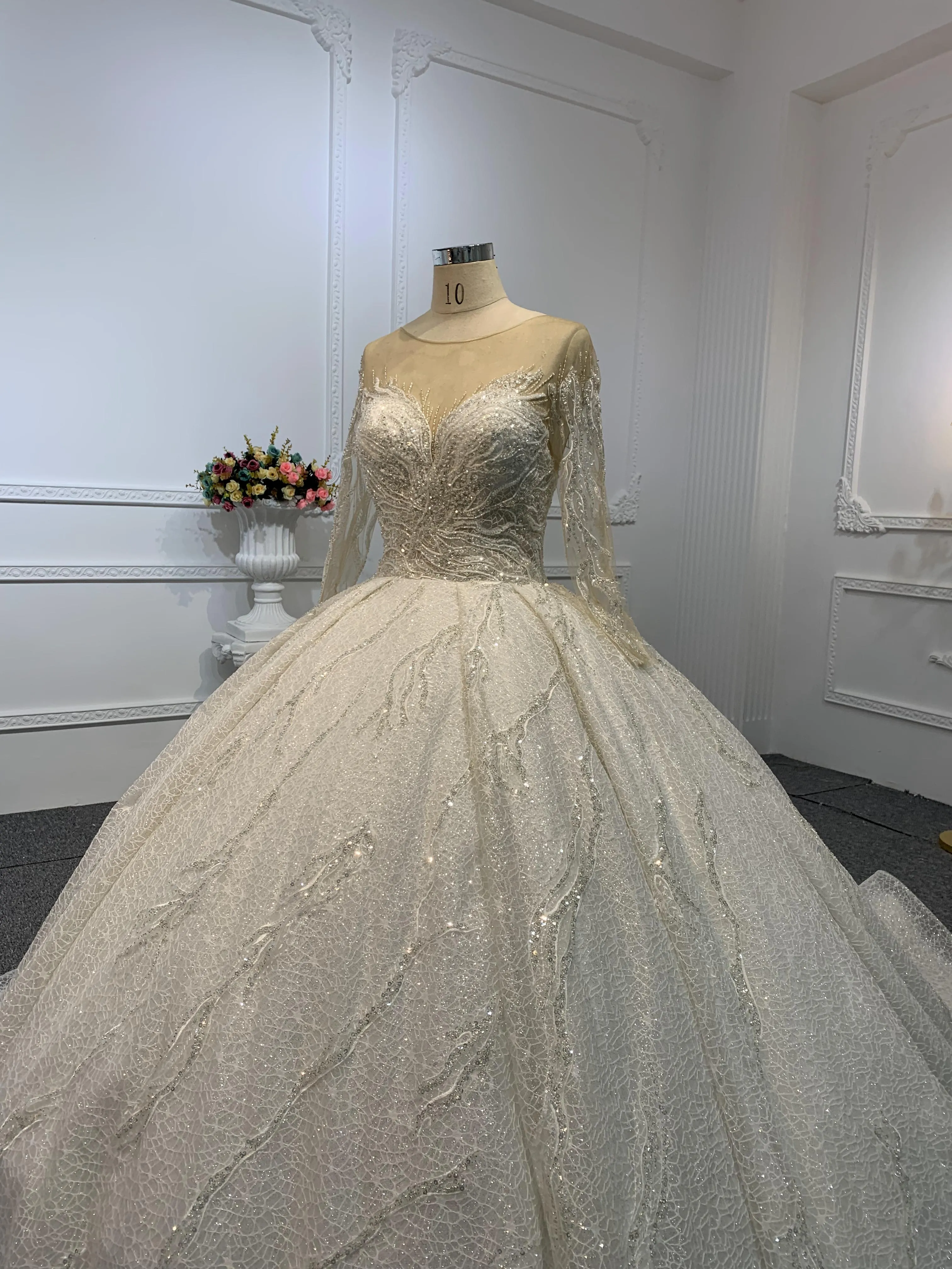 #29784- The Luxury Heavy Beading Ball Gown With Long Train