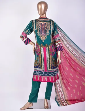3 Pc Un-stitched Embroidered Lawn - Groovy Goodness (ATL-2A-Turquoise)