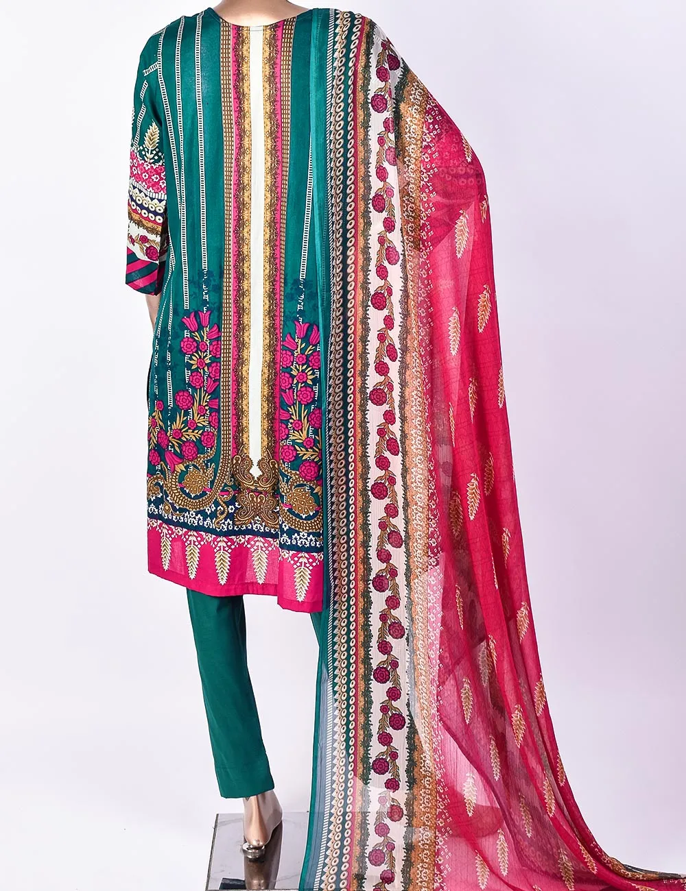 3 Pc Un-stitched Embroidered Lawn - Groovy Goodness (ATL-2A-Turquoise)