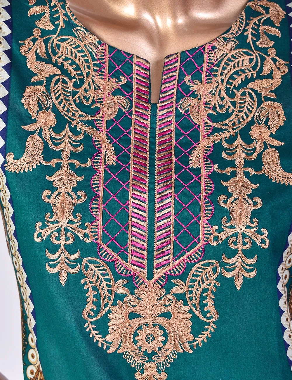 3 Pc Un-stitched Embroidered Lawn - Groovy Goodness (ATL-2A-Turquoise)