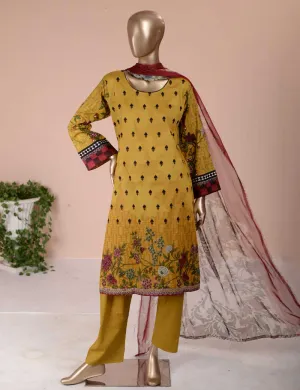 3 Pc Unstitched Lawn Embroidered Dress with Chiffon Dupatta - True Epiphany (EC-2A)