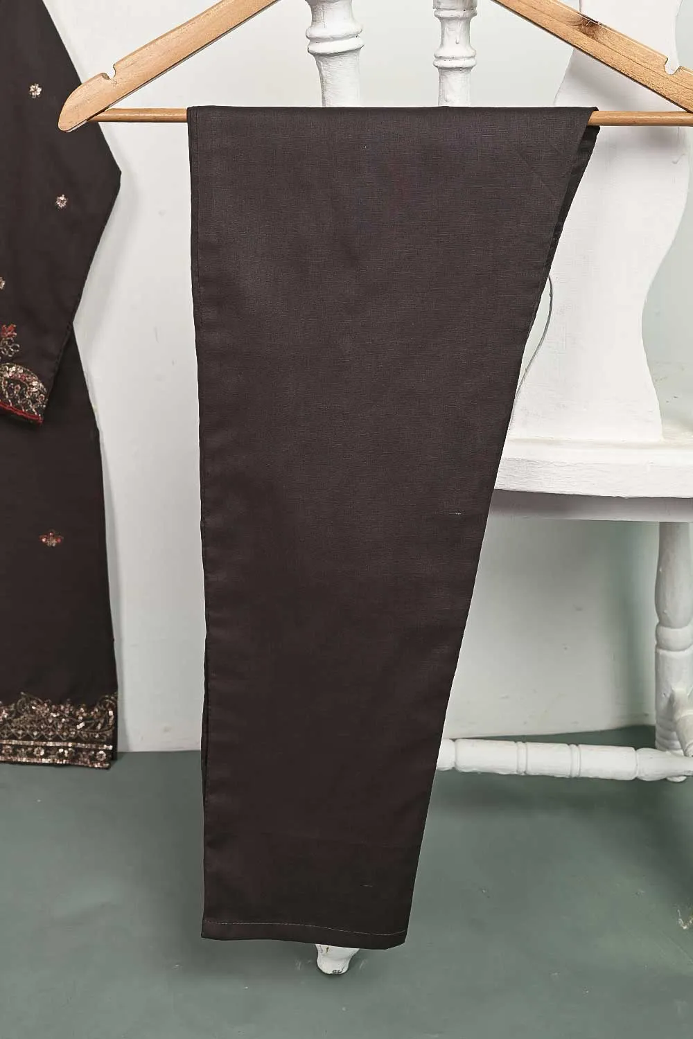 3SP-5B-STEELGREY - 3PC COTTON EMBROIDERED Dress With Chiffon Embroidered Dupatta