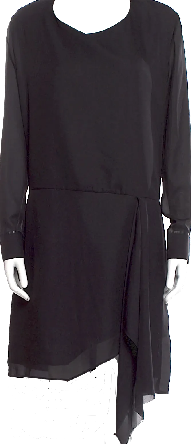 Acne Studios Sweden. Black Long PolyTech Asymmetrical Dress