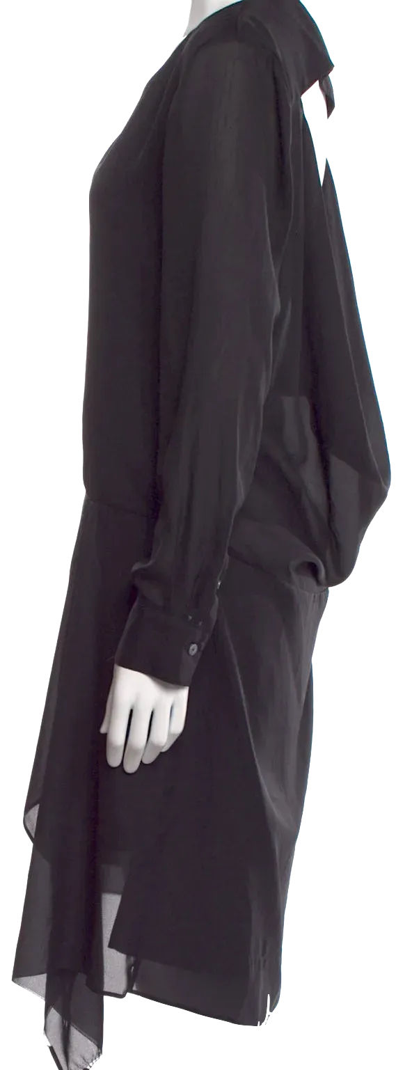 Acne Studios Sweden. Black Long PolyTech Asymmetrical Dress