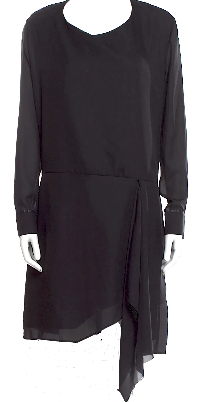 Acne Studios Sweden. Black Long PolyTech Asymmetrical Dress